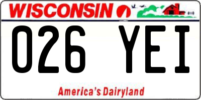 WI license plate 026YEI
