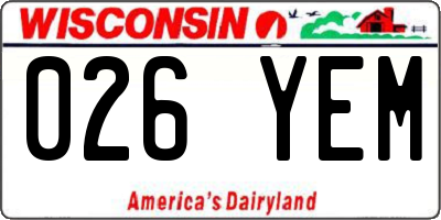 WI license plate 026YEM