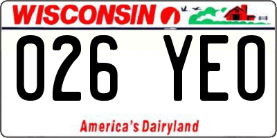 WI license plate 026YEO