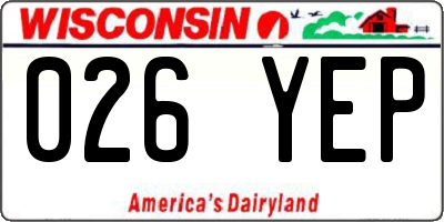 WI license plate 026YEP