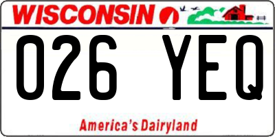 WI license plate 026YEQ