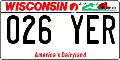 WI license plate 026YER