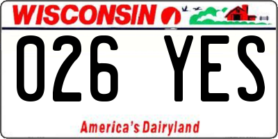 WI license plate 026YES