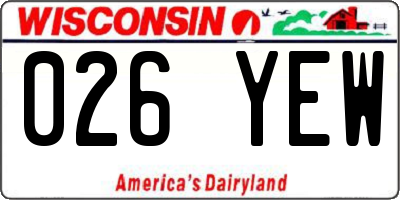 WI license plate 026YEW