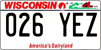 WI license plate 026YEZ