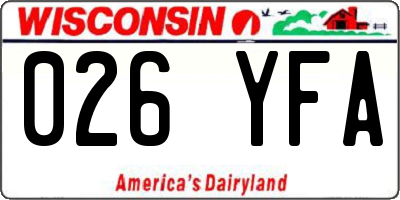 WI license plate 026YFA