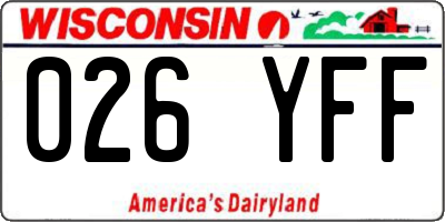 WI license plate 026YFF