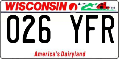 WI license plate 026YFR