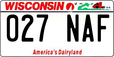 WI license plate 027NAF