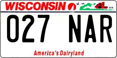WI license plate 027NAR