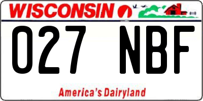 WI license plate 027NBF