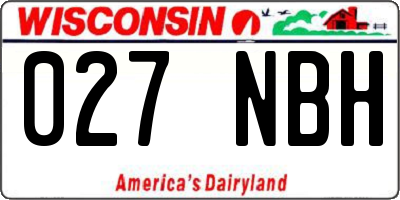 WI license plate 027NBH