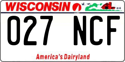 WI license plate 027NCF