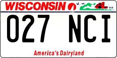 WI license plate 027NCI