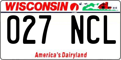 WI license plate 027NCL