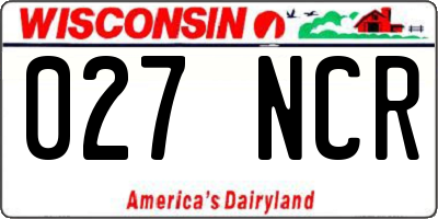 WI license plate 027NCR