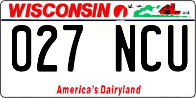 WI license plate 027NCU