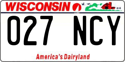 WI license plate 027NCY