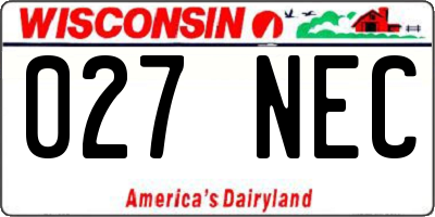 WI license plate 027NEC