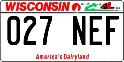 WI license plate 027NEF