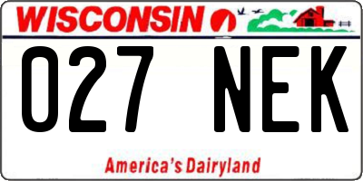 WI license plate 027NEK