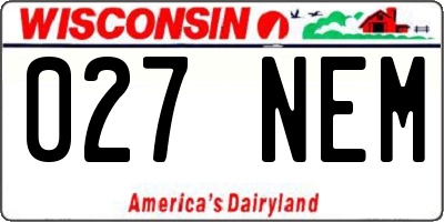 WI license plate 027NEM