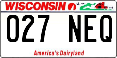 WI license plate 027NEQ