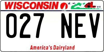 WI license plate 027NEV