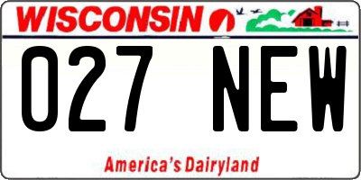WI license plate 027NEW