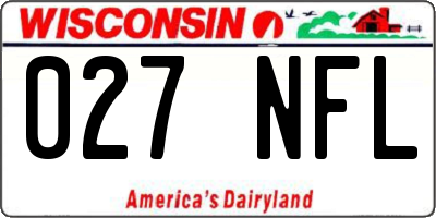 WI license plate 027NFL