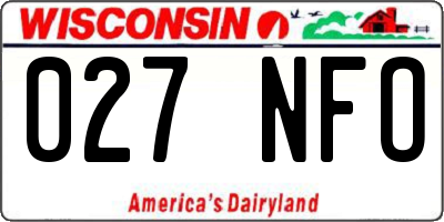 WI license plate 027NFO