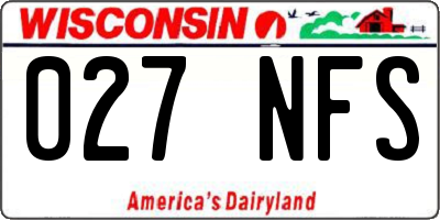 WI license plate 027NFS