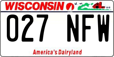WI license plate 027NFW