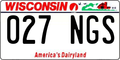 WI license plate 027NGS