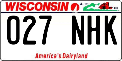 WI license plate 027NHK