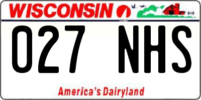 WI license plate 027NHS