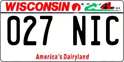 WI license plate 027NIC