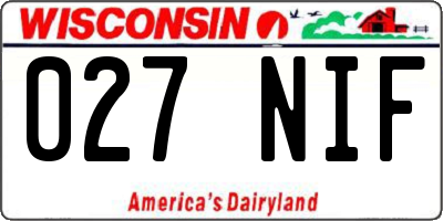 WI license plate 027NIF