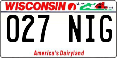 WI license plate 027NIG