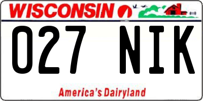 WI license plate 027NIK
