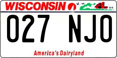 WI license plate 027NJO