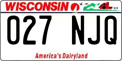 WI license plate 027NJQ