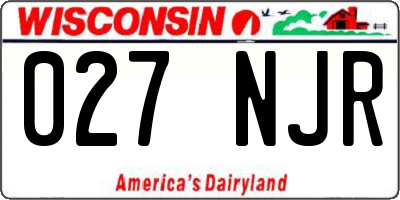 WI license plate 027NJR