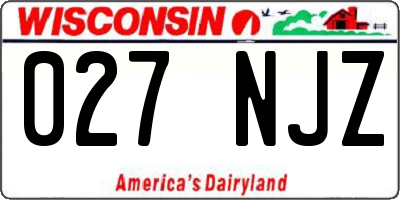 WI license plate 027NJZ