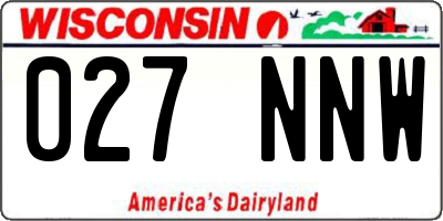 WI license plate 027NNW
