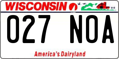 WI license plate 027NOA