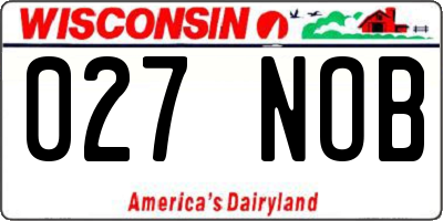 WI license plate 027NOB