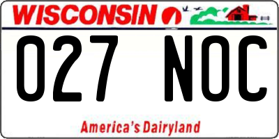 WI license plate 027NOC