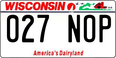 WI license plate 027NOP