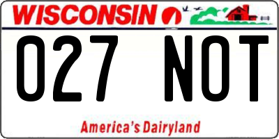 WI license plate 027NOT